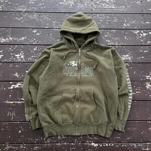 (L) Vintage 90s Hurley Faded Full Zip Up Hoodie Surf Skate